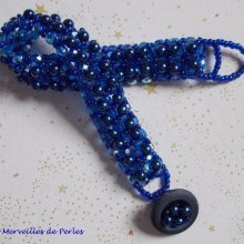 Night Blue bracelet with pearly glass beads and facets